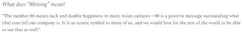 The number 88 means luck and double happiness in many Asian cultures; the core of our company is.
